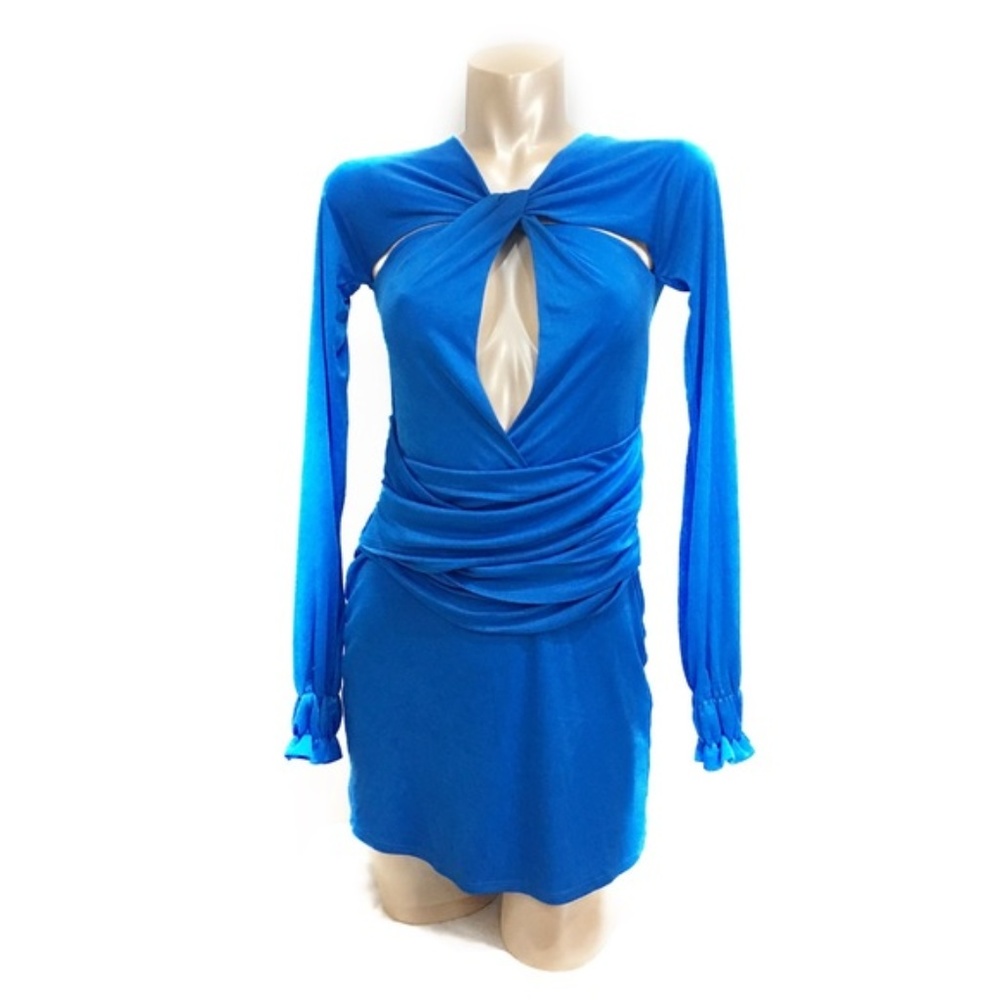 Rock&Republic keyhole plunge blue mini dress sz 2